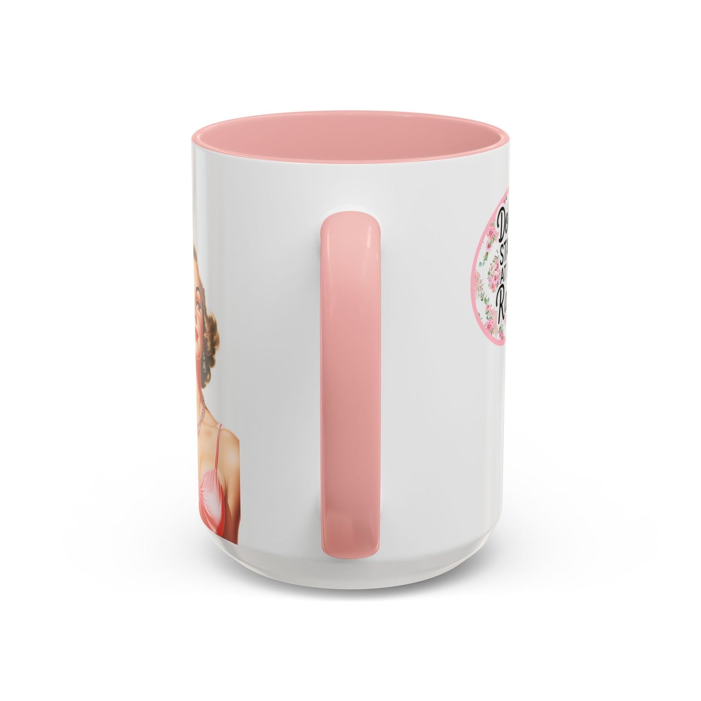 Don’t Stare At My Rack Mahjong Player Gift Funny Mahjong Playful Vintage Vibe Pin Up Girl Mahj Game Night 15 oz. Mug