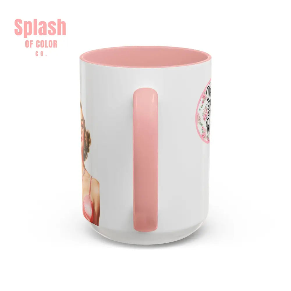 Don’t Stare At My Rack Mahjong Player Gift Funny Mahjong Playful Vintage Vibe Pin Up Girl Mahj Game Night 15 oz. Mug