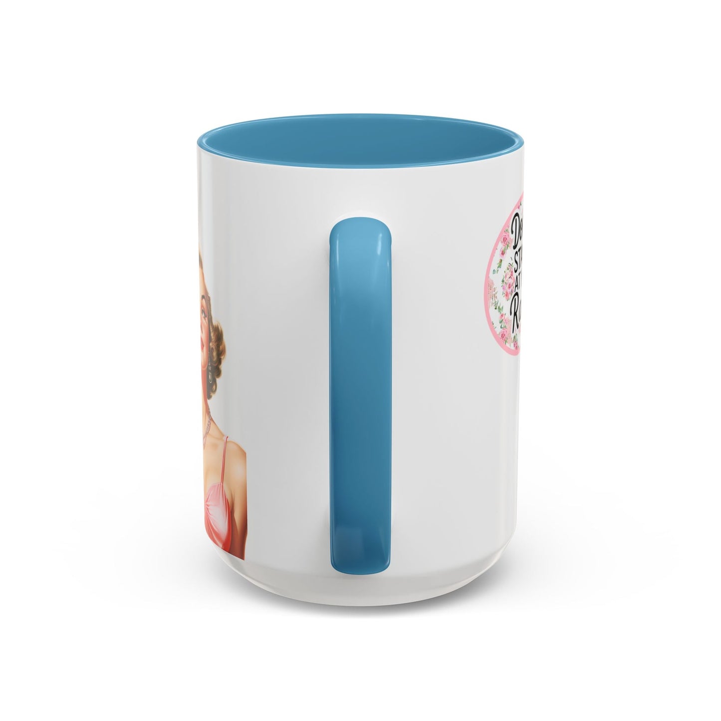 Don’t Stare At My Rack Mahjong Player Gift Funny Mahjong Playful Vintage Vibe Pin Up Girl Mahj Game Night 15 oz. Mug