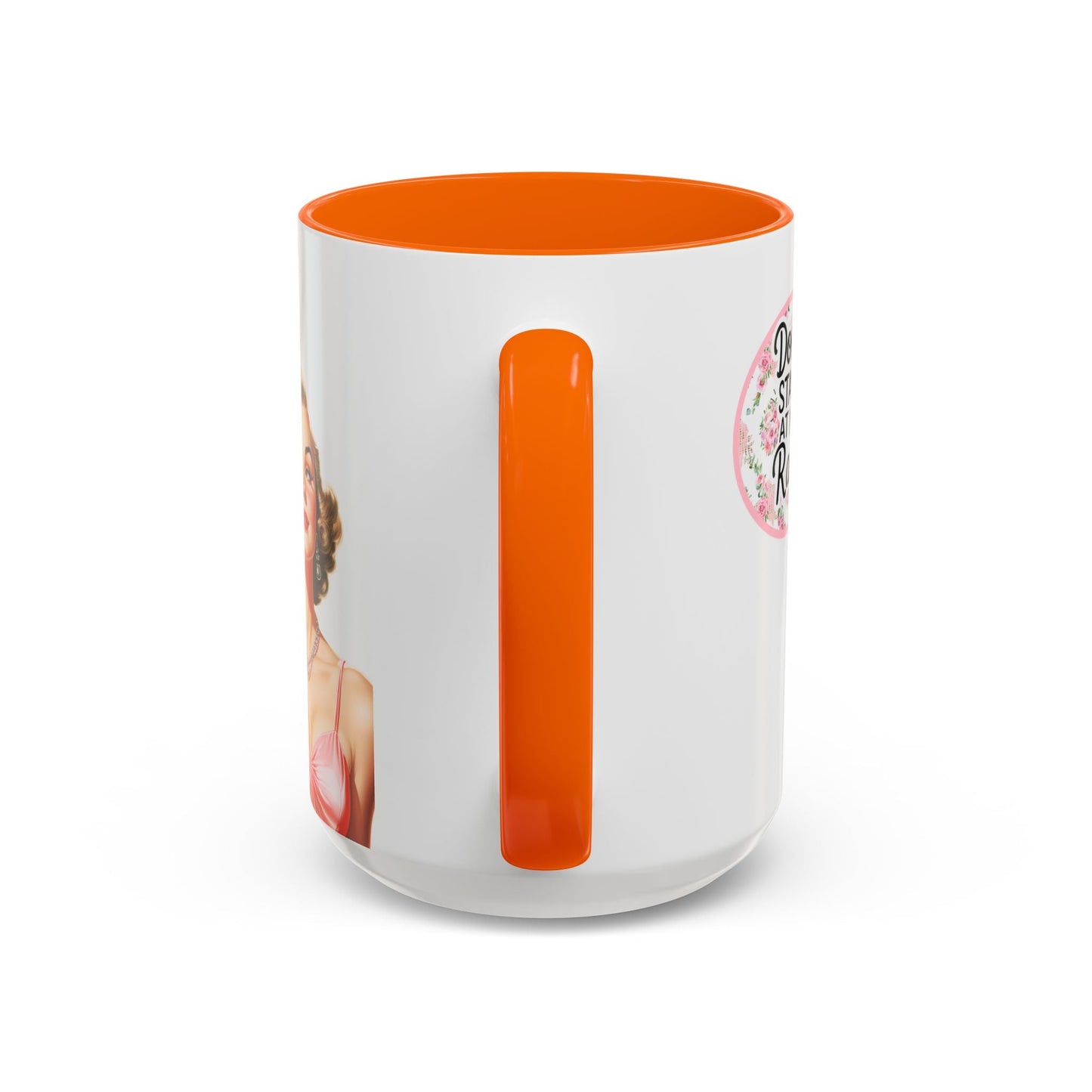 Don’t Stare At My Rack Mahjong Player Gift Funny Mahjong Playful Vintage Vibe Pin Up Girl Mahj Game Night 15 oz. Mug