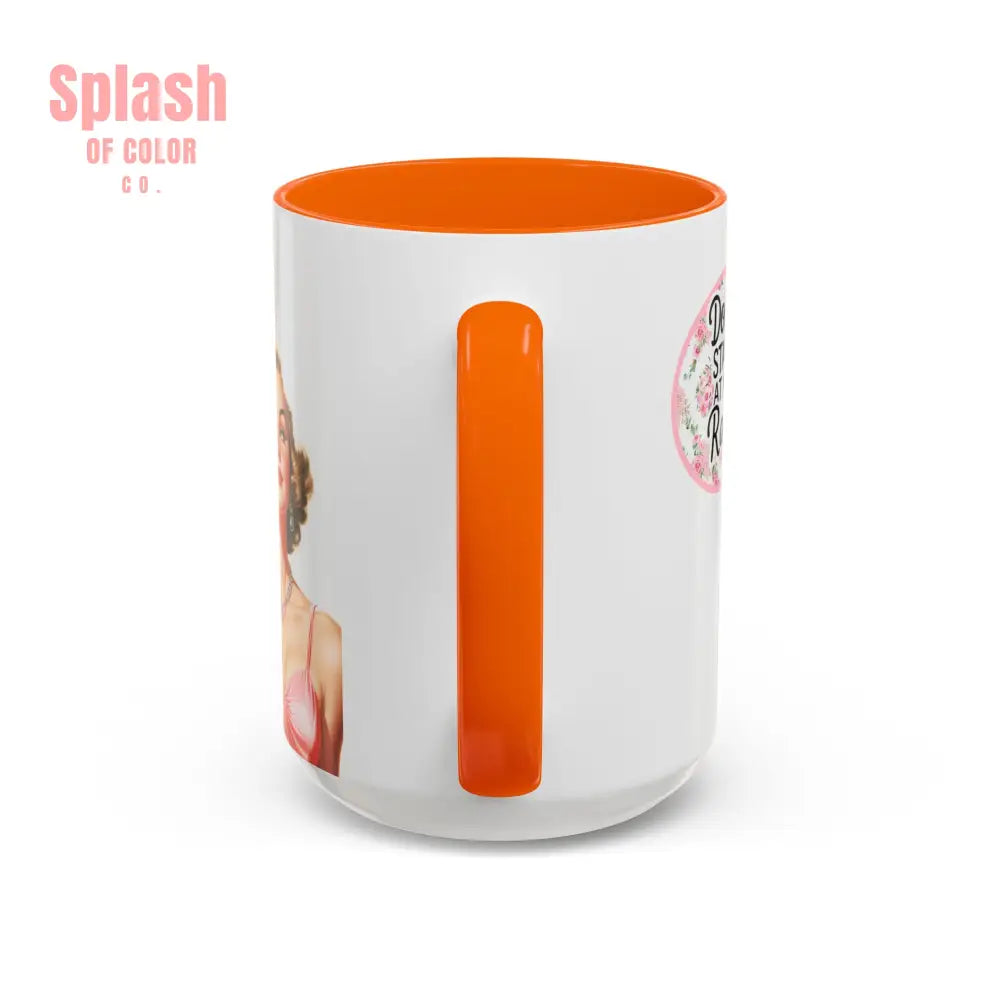 Don’t Stare At My Rack Mahjong Player Gift Funny Mahjong Playful Vintage Vibe Pin Up Girl Mahj Game Night 15 oz. Mug