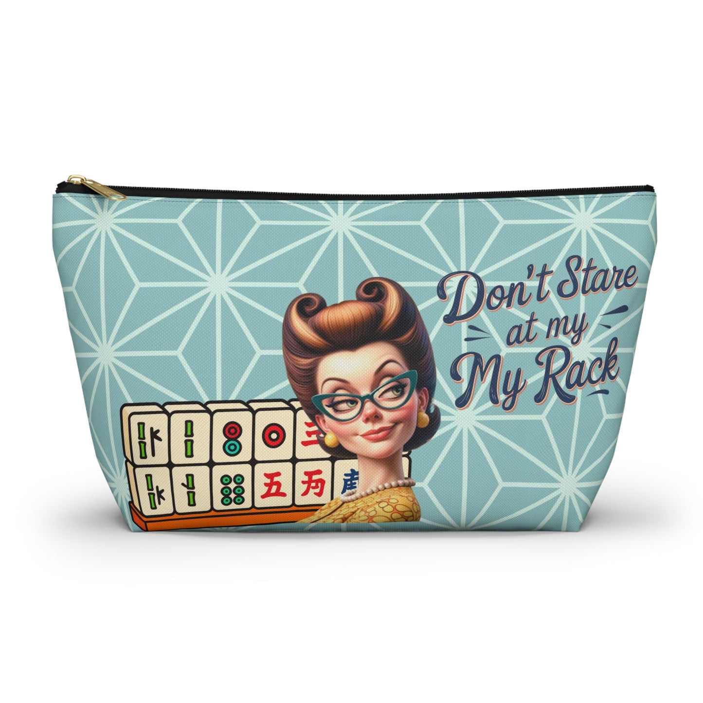 Don’t Stare At My Rack Mahjong Tile Pouch Funny Mahjong Player Gift Sassy Cheeky Mahj Lover Gift Ideas - Large / Black