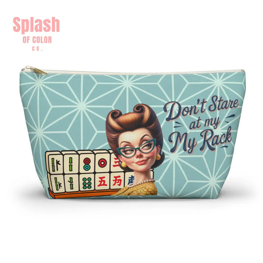 Don’t Stare At My Rack Mahjong Tile Pouch Funny Mahjong Player Gift Sassy Cheeky Mahj Lover Gift Ideas - Large / White