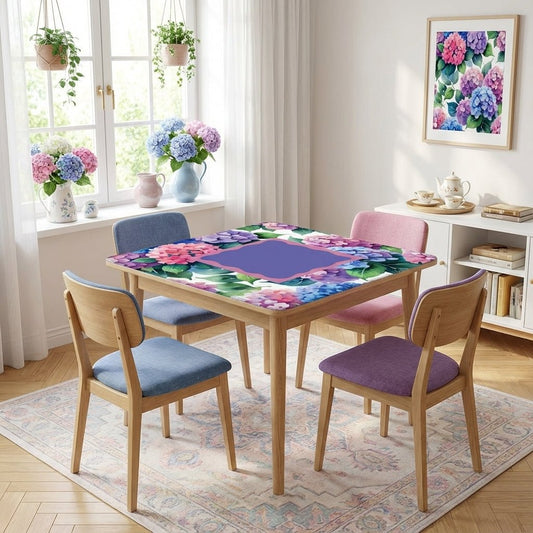 Watercolor Hydrangea Blooms In Purple Pink Pastel Mahjong Mat - Splash of Color Co.