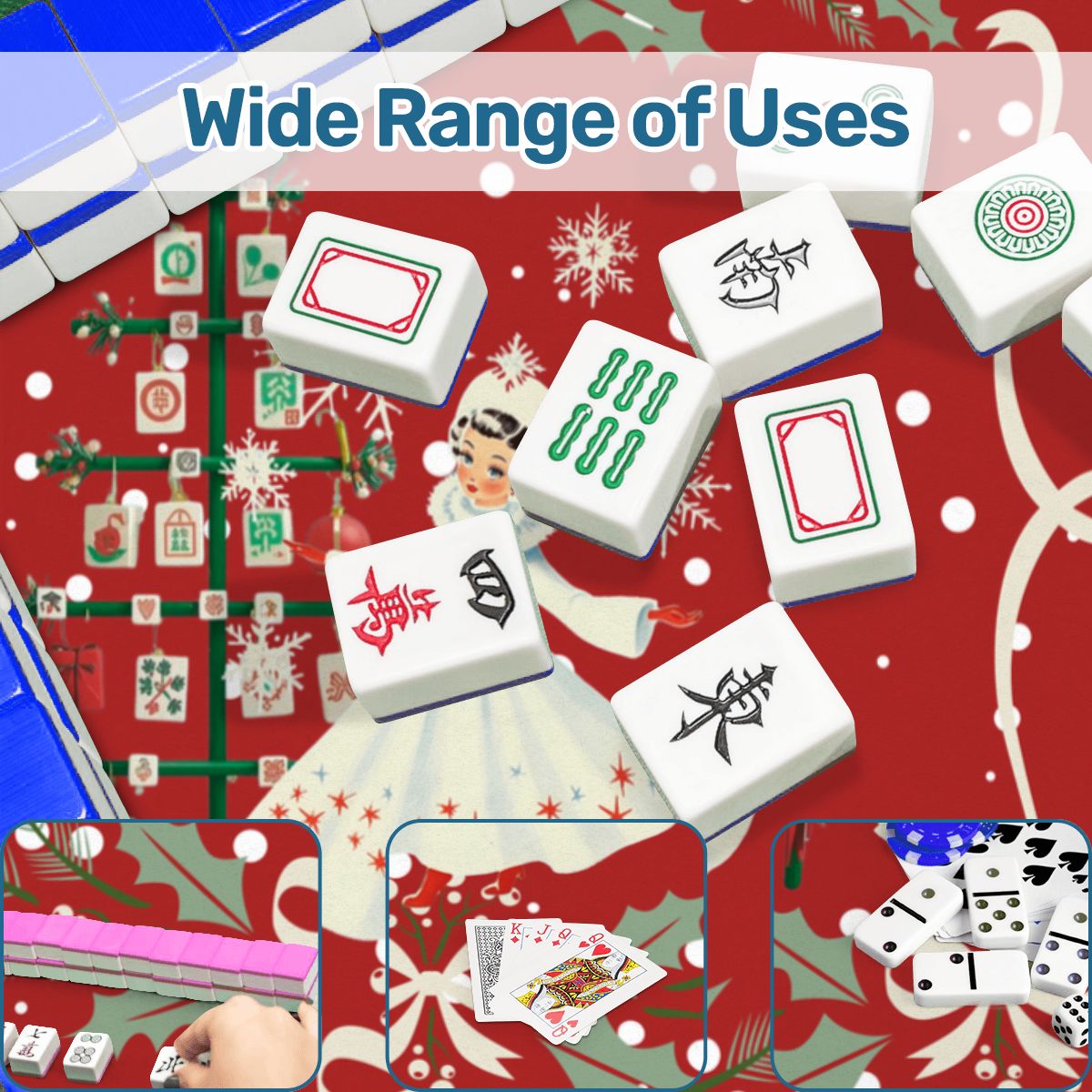 Nostalgic Christmas Red Holiday Round Mahjong Mat - Splash Of Mahj And Color Co.