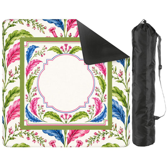 Tobacco Leaf Mahjong Mat Floral Chinoiserie Mahjong Mat 33"x33" - Splash Of Mahj And Color Co.
