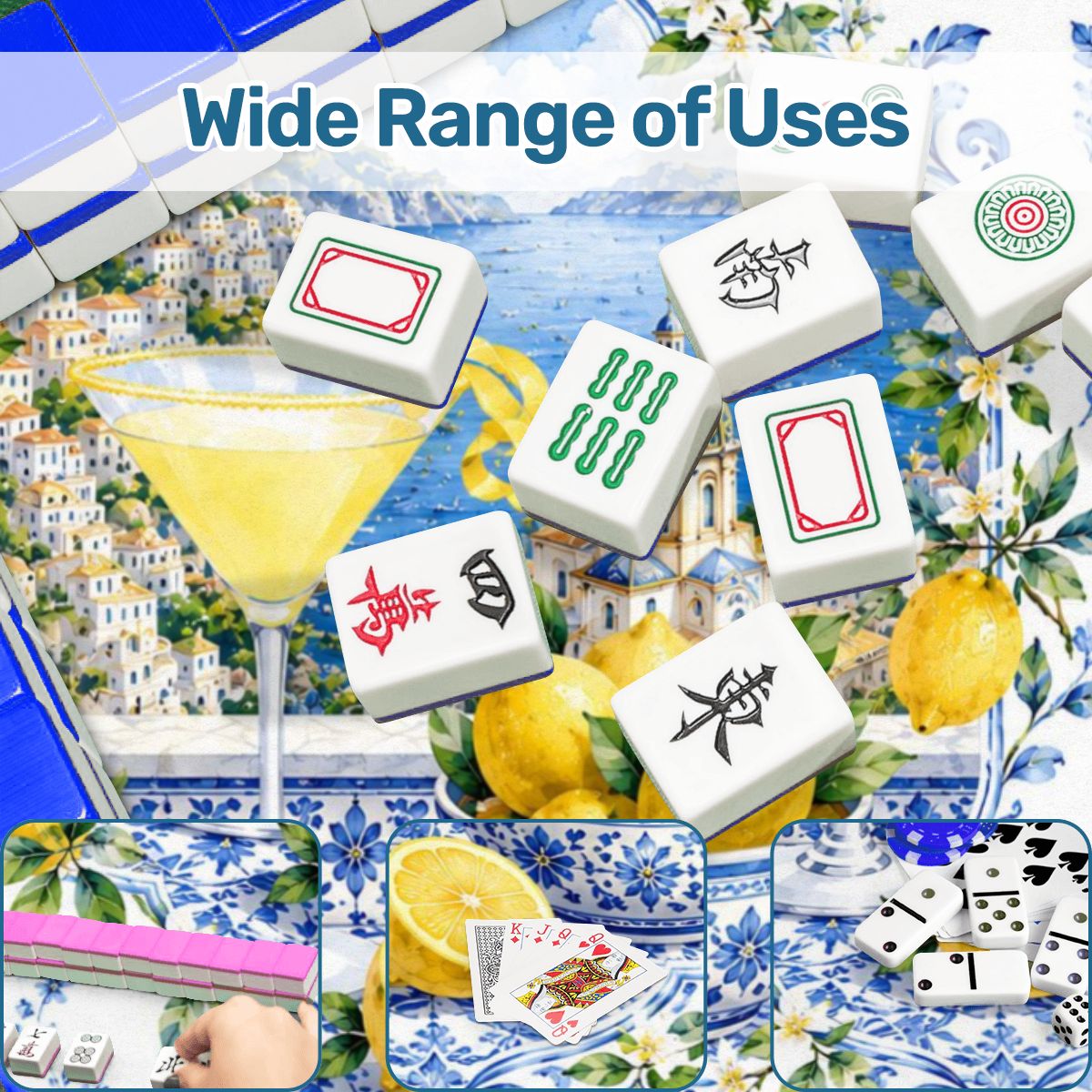 Lemondrop On The Amalfi Coast Round Mahjong Mat - Splash Of Mahj And Color Co.