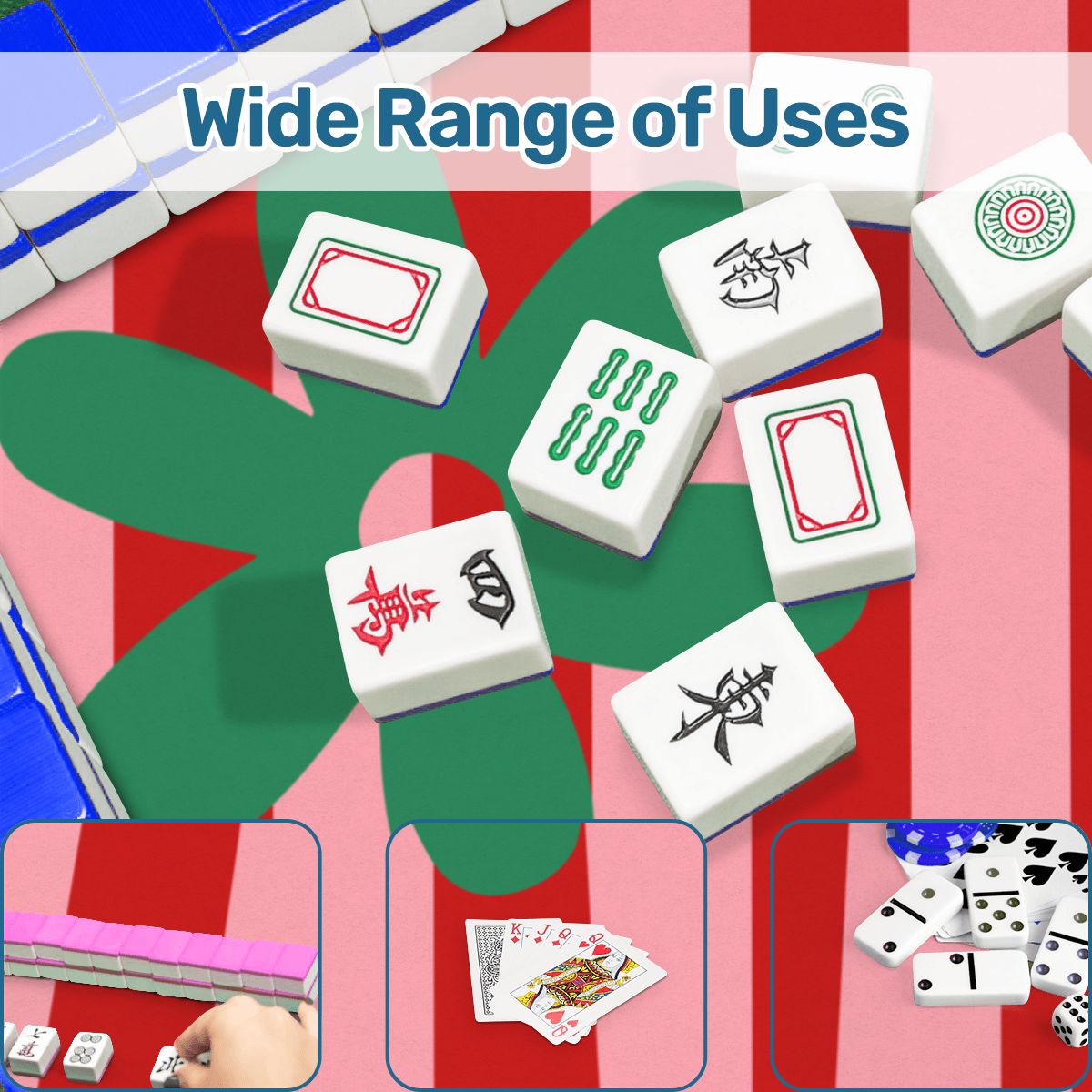The Daisy Mae Red And Pink Preppy Striped Scalloped Mahjong Mat - Splash Of Mahj And Color Co.