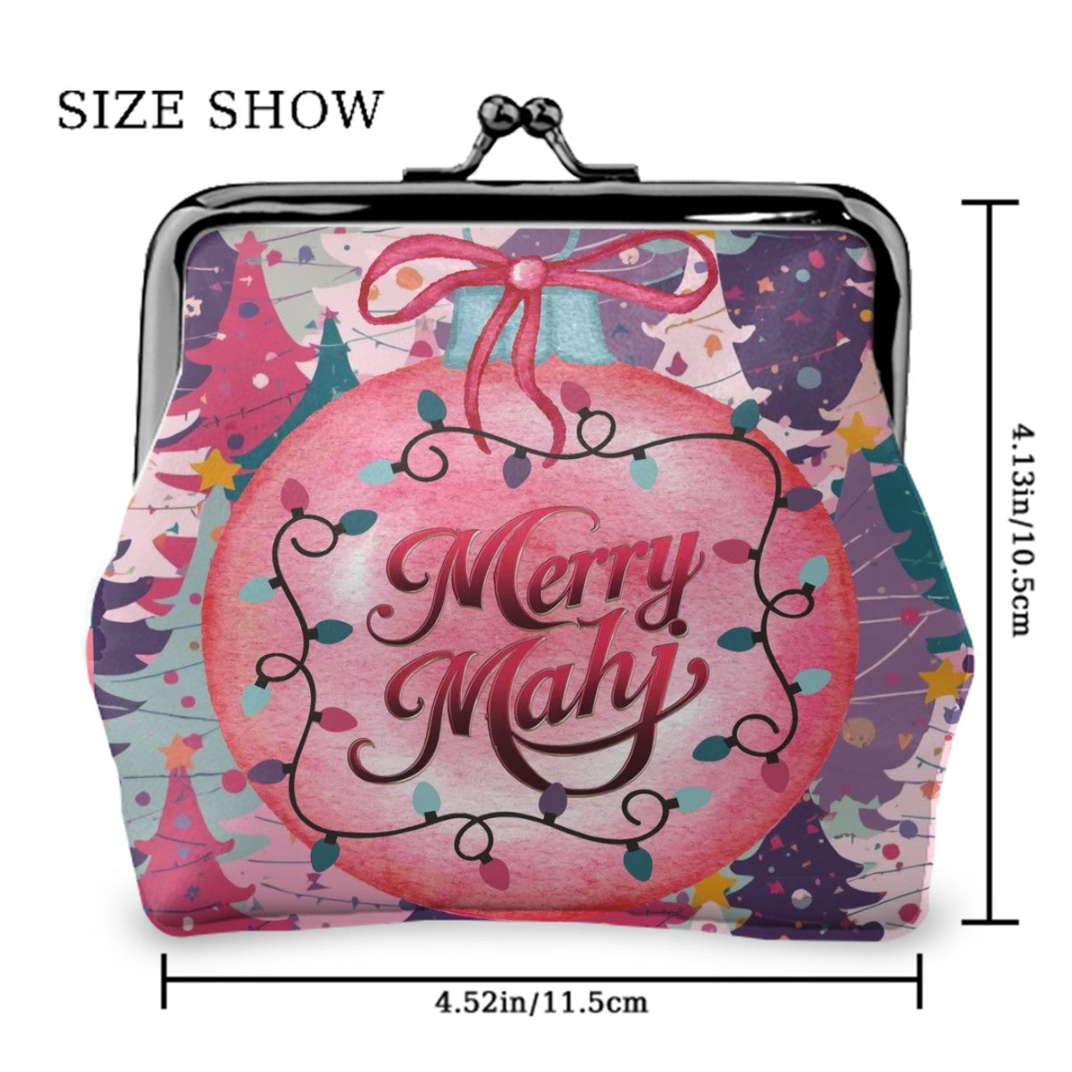 Mahjong Christmas Whimsical Merry Mahj Women's Leather Kiss Lock Coin Purse