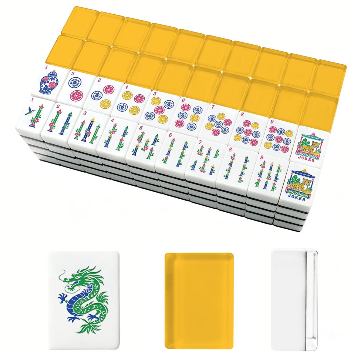 Sunnyside Up Yellow Chinoiserie Pastel Mahjong Tiles With Carry Case - Splash Of Mahj And Color Co.