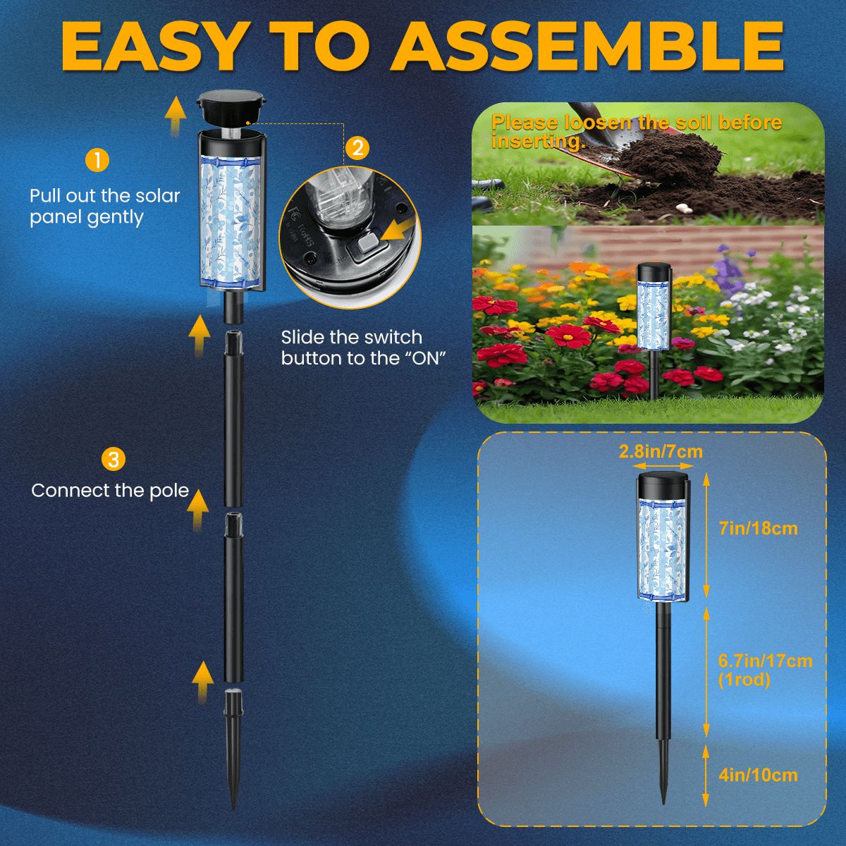 Floral Blue Asian Chinoiserie Zen Garden Outdoor Solar Lights