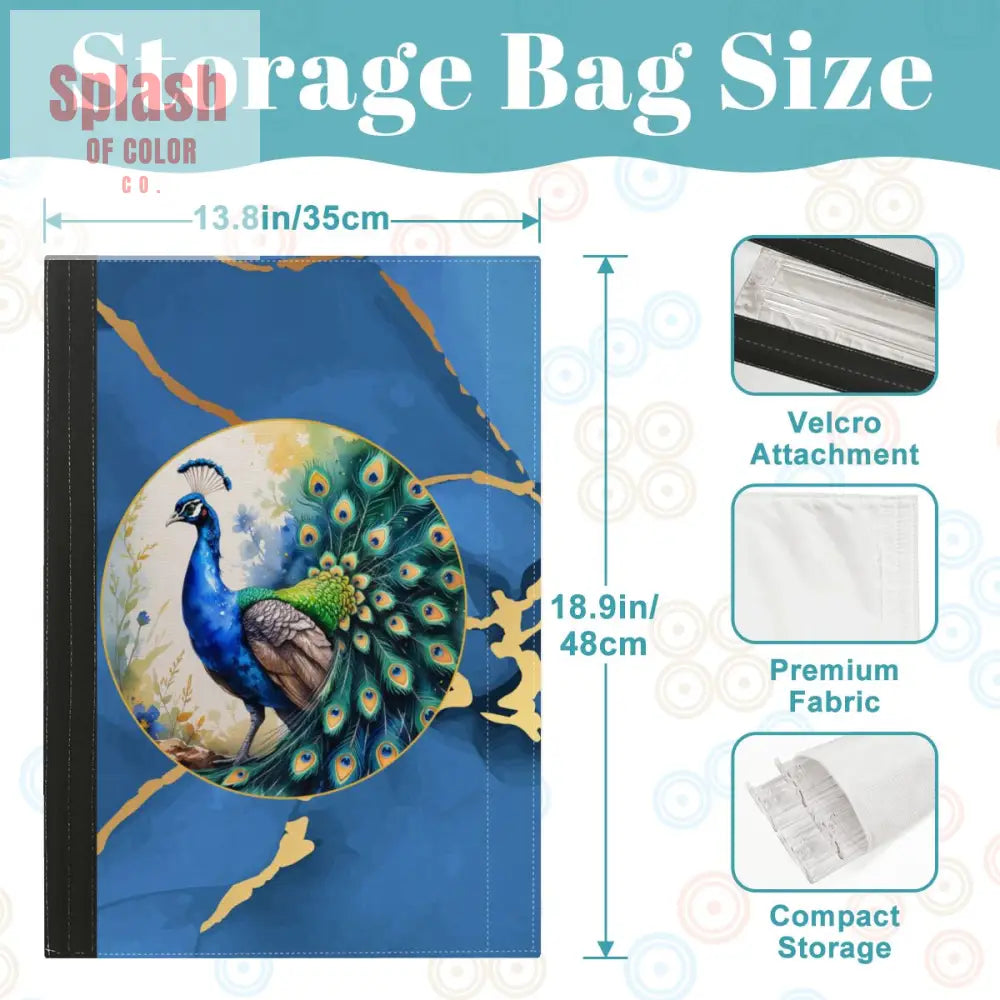 Elegant Floral Peacock Marbled Blue 4 Mahjong Tile Pusher Racks with Bag - One Size - Daily Accessories