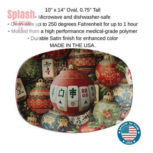 Elegant Ornate Mahjong Ornaments Holiday Entertaining Platter - Splash of Color co.