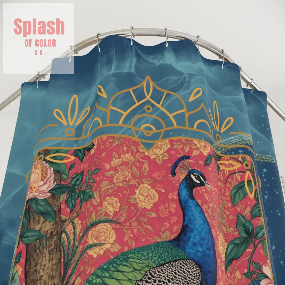 Elegantly Artistic Peacock Shower Curtain,Chinoiserie Bathroom Decor - 71’’ × 74’’ - Home Decor
