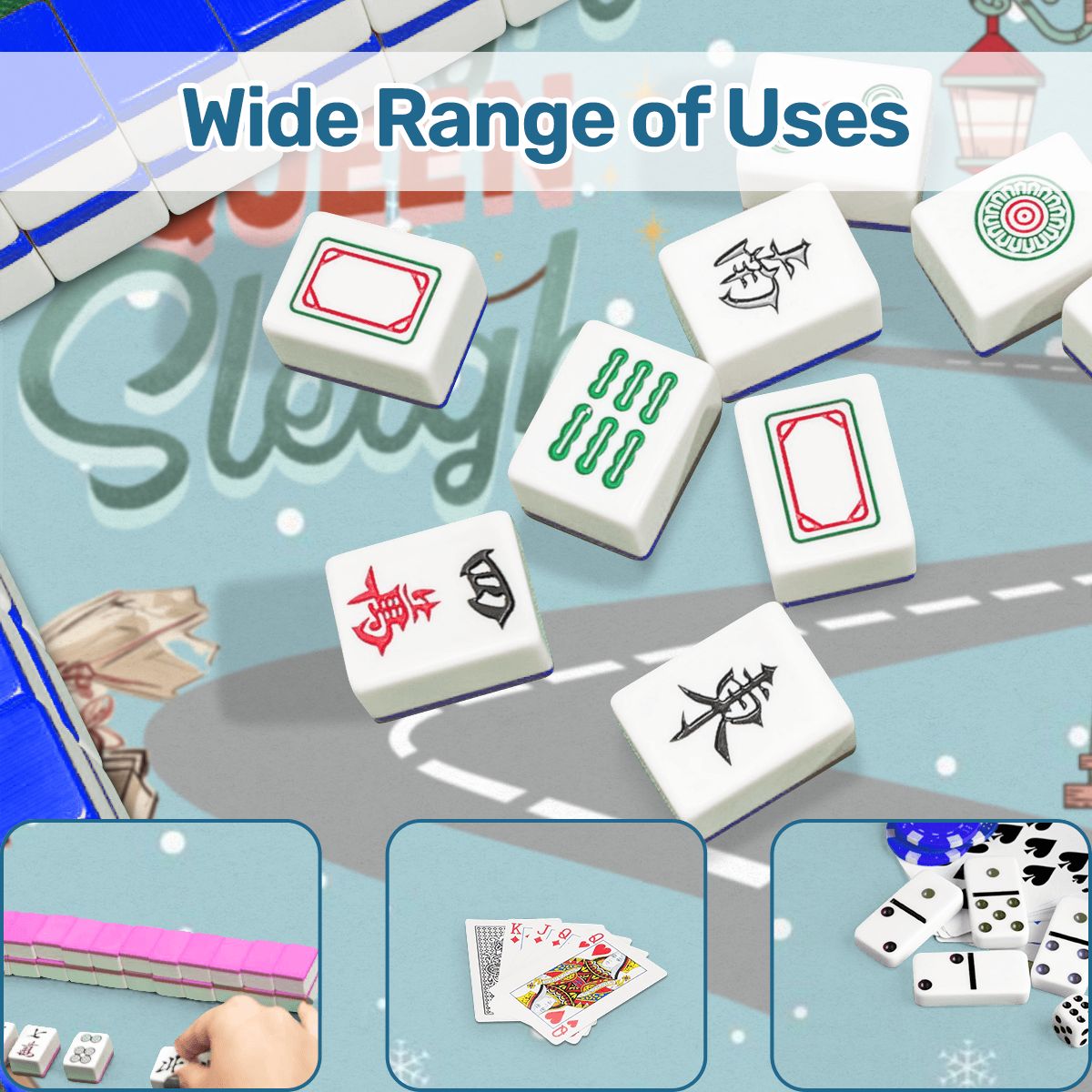 Christmas Mahjong Mat, Funny Sleigh Queen Sleigh Holiday Game Mat