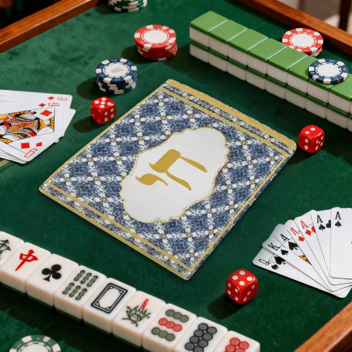 Chai Royal Jewish Lucky Number 18 4 Mahjong Card Holder with Line Finder - Splash of Color Co.