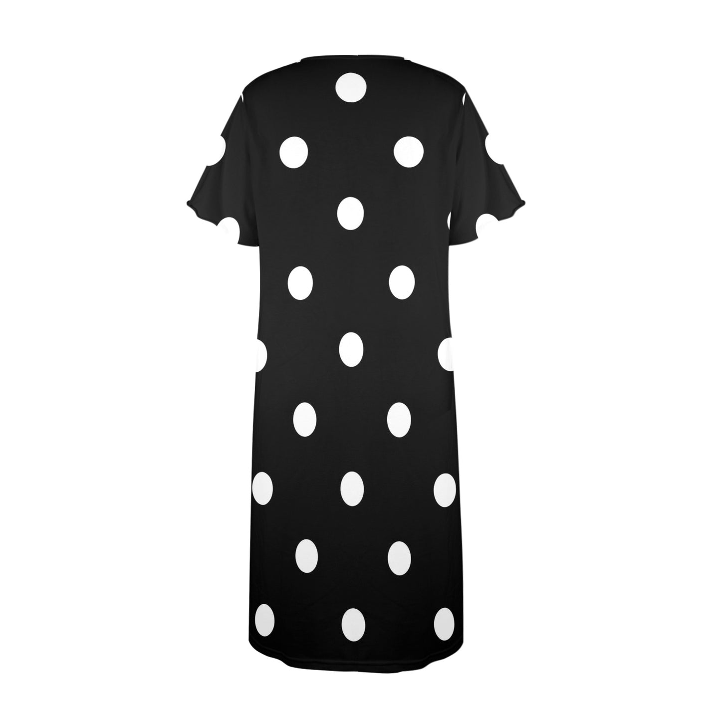Sassy Gal Black White Polka Dot Comfy Muumuu Dress