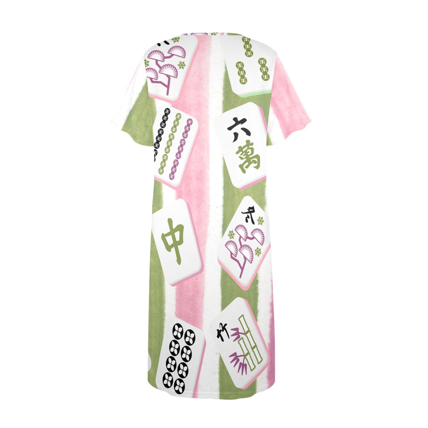 Mahjong Lover Cute Green Pink Mahj Tiles Women's Muumuu Dress