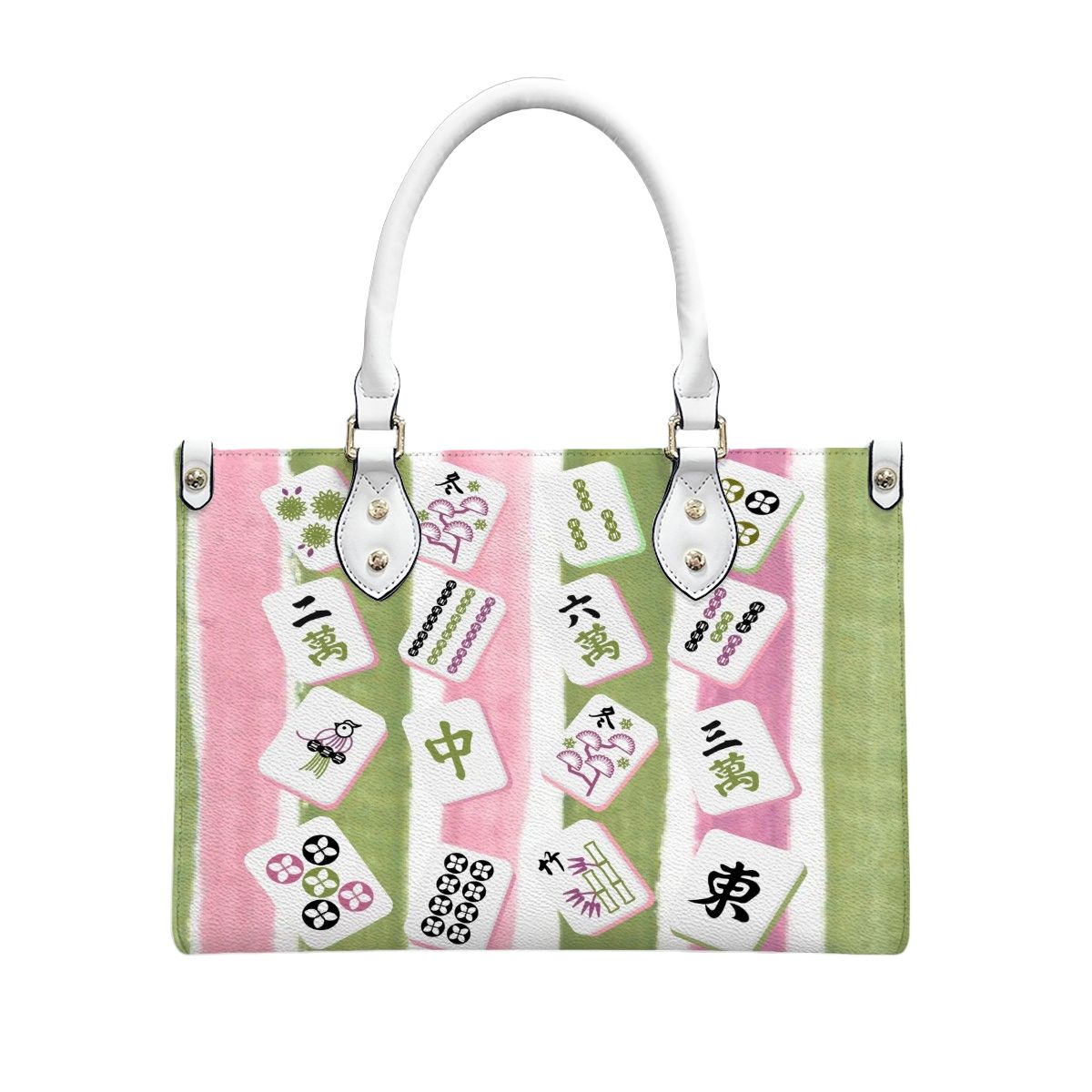 Mahjong Green Pink Mahjong Tile Whimsical Cute Handbag Shoulder Bag Mahj Gift