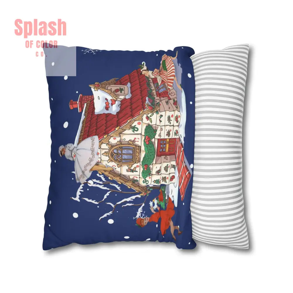Festive Mahjong Christmas House Pillowcase Whimsical Mahj Gals Holiday Decor Pillow Cover Only Home Decor