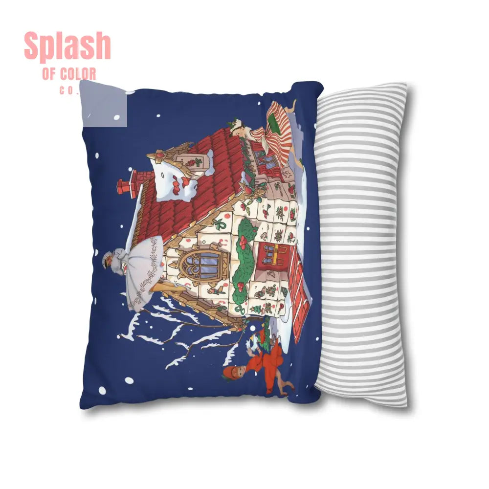 Festive Mahjong Christmas House Pillowcase Whimsical Mahj Gals Holiday Decor Pillow Cover Only Home Decor