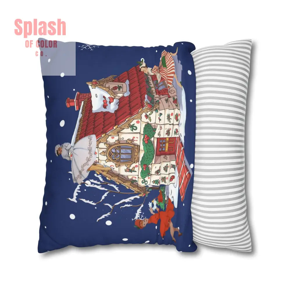 Festive Mahjong Christmas House Pillowcase Whimsical Mahj Gals Holiday Decor Pillow Cover Only Home Decor