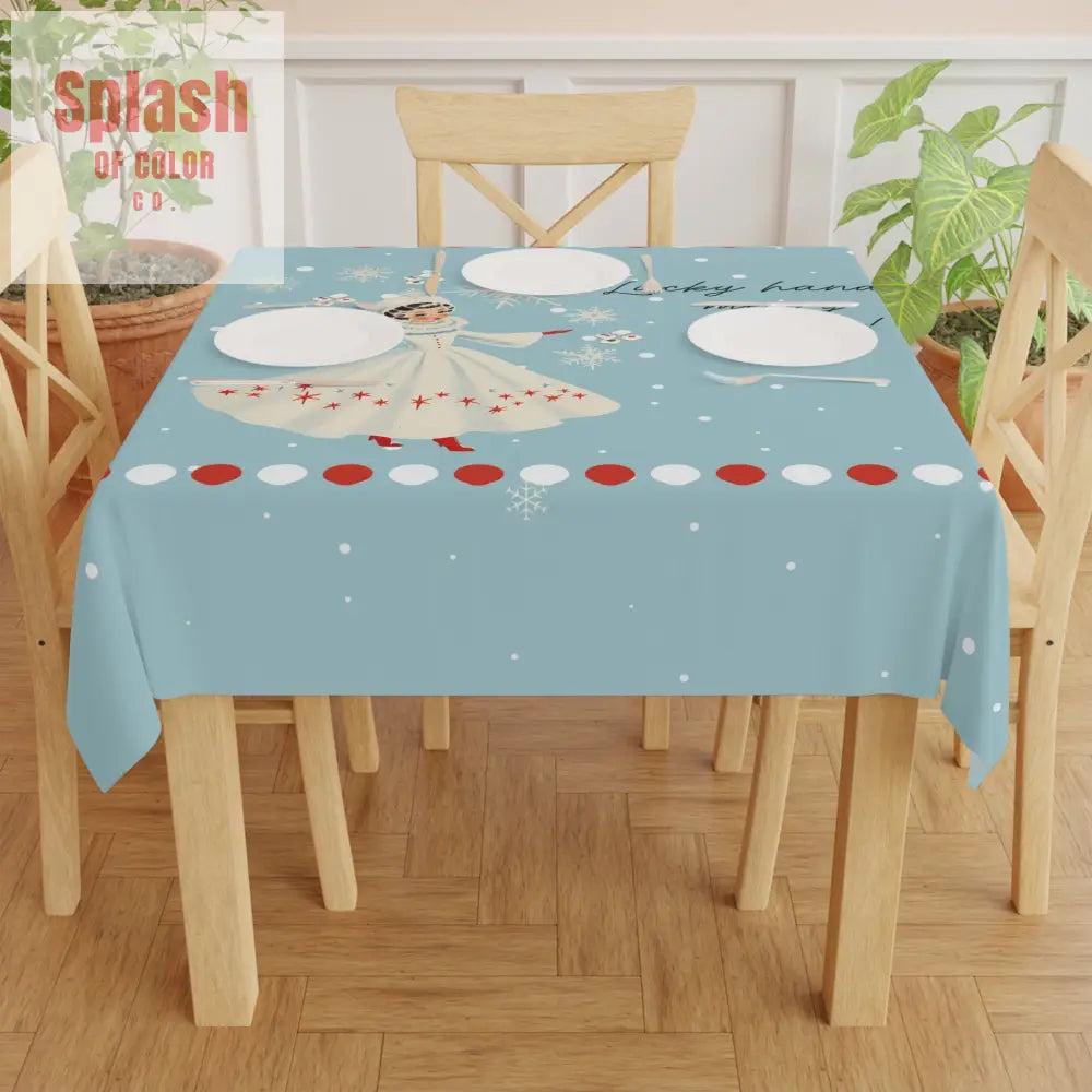 Festive Mahjong Christmas Tablecloth Lucky Hands Merry Hearts Snowflake Tablecloth One size / White Home Decor