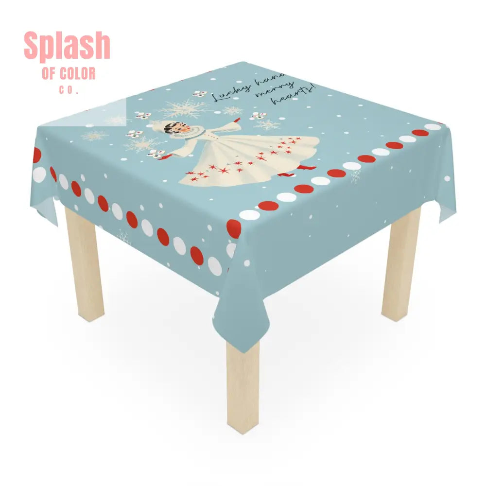 Festive Mahjong Christmas Tablecloth Lucky Hands Merry Hearts Snowflake Tablecloth One size / White Home Decor