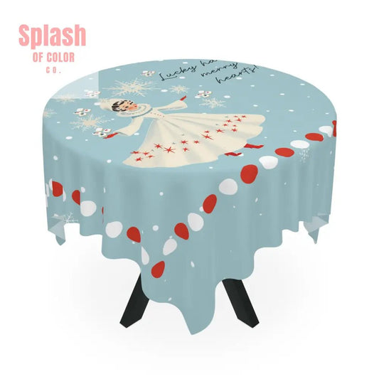 Festive Mahjong Christmas Tablecloth, Lucky Hands Merry Hearts Snowflake Tablecloth - Splash of Color co.
