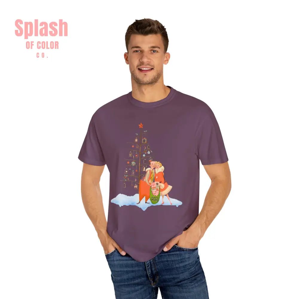 Festive Mahjong Holiday Christmas Whimsical Nostalgic Christmas Unisex T-Shirt with Holiday Cheer Design - Splash of Color co.