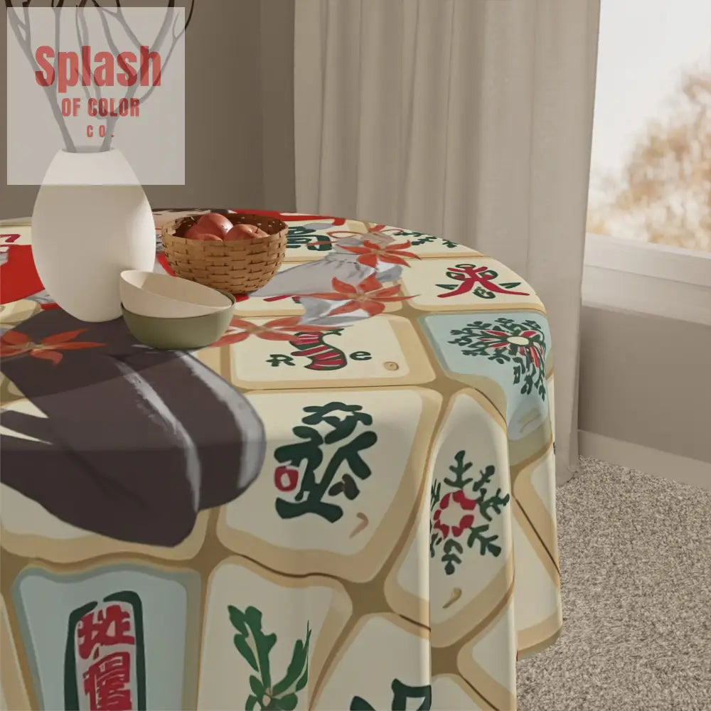 Festive Mahjong Tablecloth Holiday Table Decor Family Gathering Christmas Party Chinese New Year One size / White Home