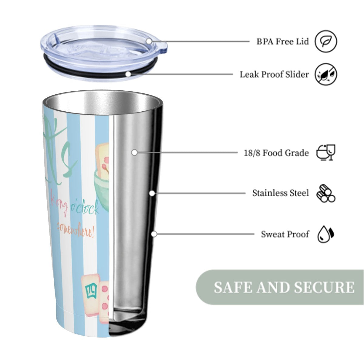 Mahjong Tumbler, Funny It;s Kong O'clock Somewhere Mahjong Gift