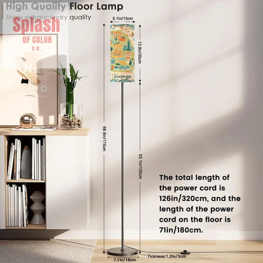 Book Nook State Pride Georgia Whimsical Splash Of Color, Modern Floor Lamp - Splash of Color co.
