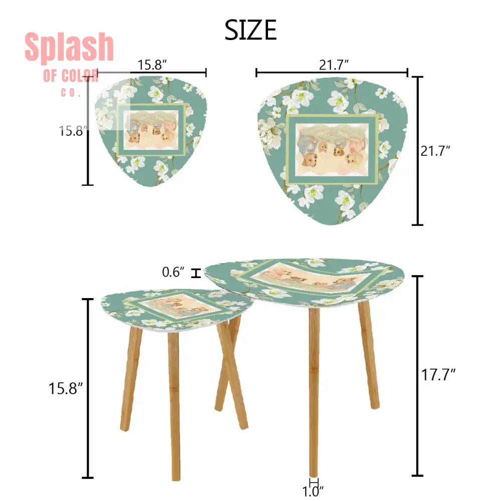 Floral Asian Dogs Playing Mahjong Whimsical Snack Nesting Tables For Mahj Night One Size Home Accessories