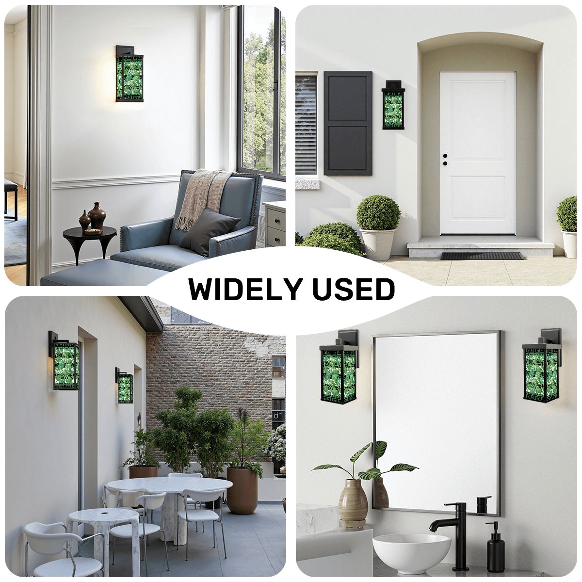 Floral Green Black Asian Zen Designed Garden Patio Wall Light Sconce - One Size - Wall Lighting