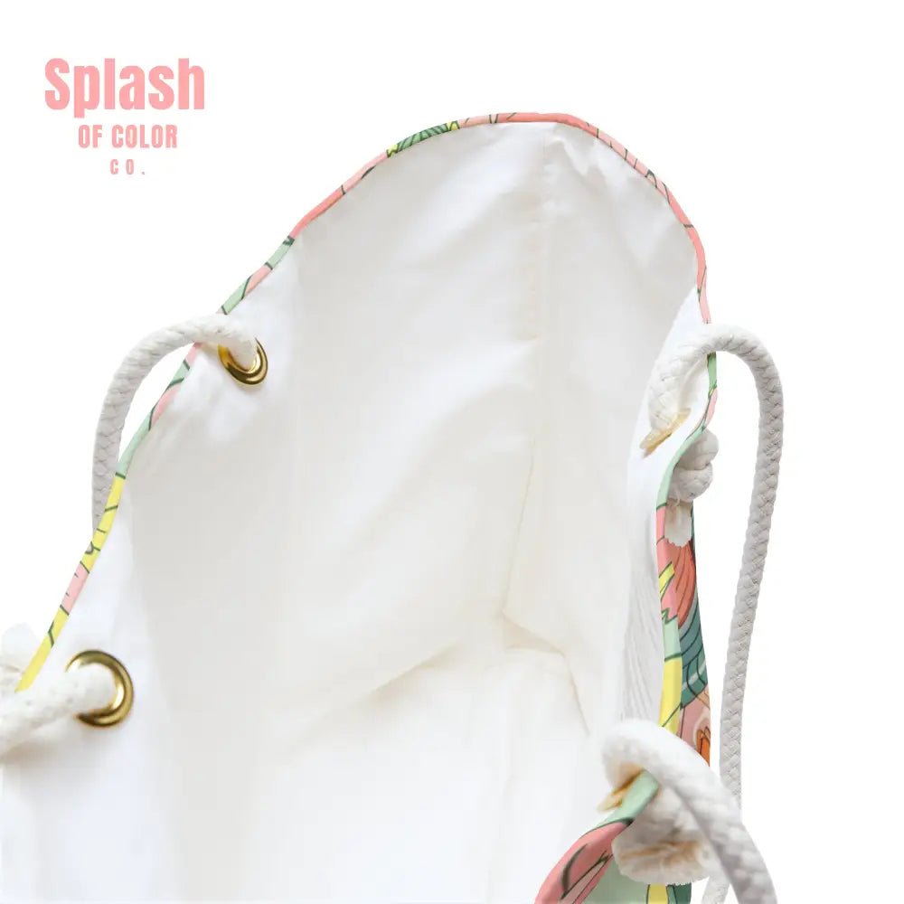 Floral Heritage Mahjong Tote Bag Cottage Weekender Bag, Green Pink Preppy Whimsical Mahj Gift - Splash of Color co.