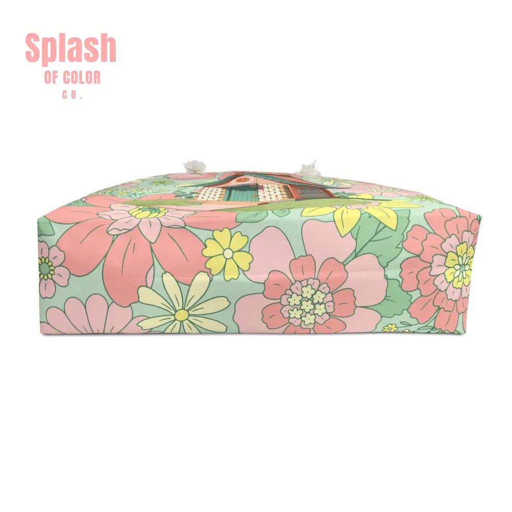Floral Heritage Mahjong Tote Bag Cottage Weekender Bag Green Pink Preppy Whimsical Mahj Gift 24’’ × 13’’ Bags