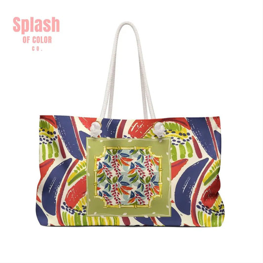 Floral Heritage Vibrant Weekender Bag, Floral Travel Tote, Mahjong Accessory Bag - Splash of Color co.