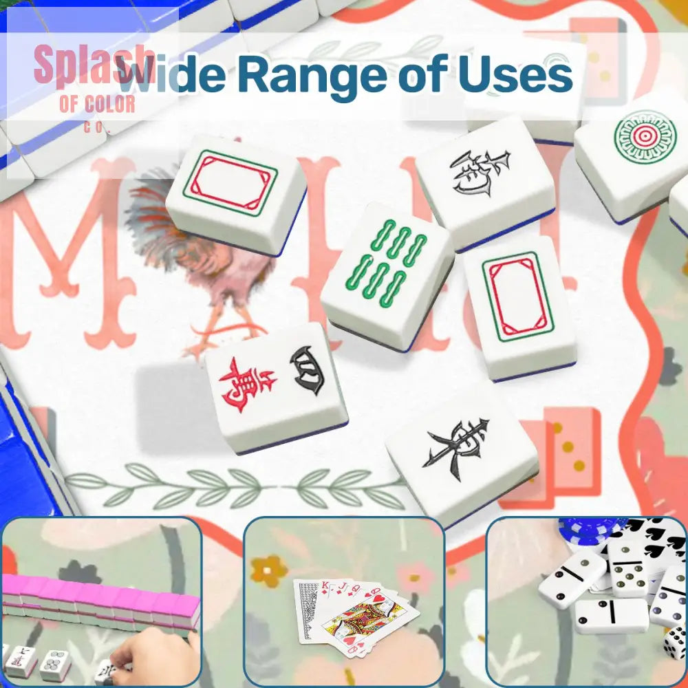 Floral Poppy Mahjong Mat Preppy Orange Green Pretty Mahj Mat - 31.5’’x31.5’’ - Daily Accessories