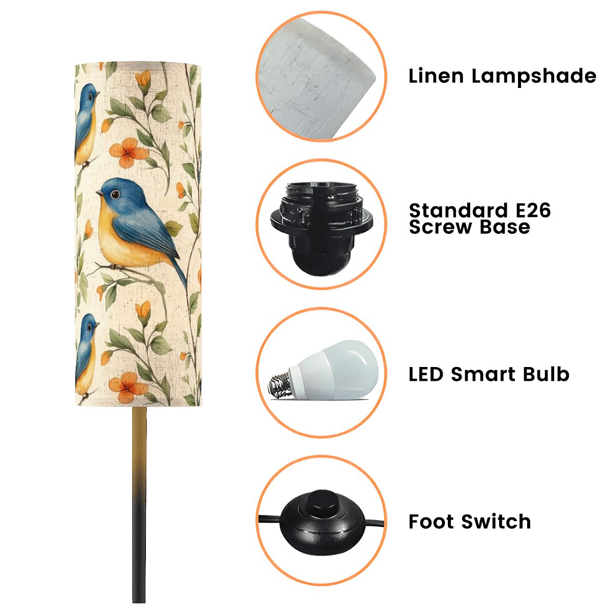 Floral Robins Asian Garden Zen Coxy Reading Nook Floor Lamp - One Size - Floor Lamps