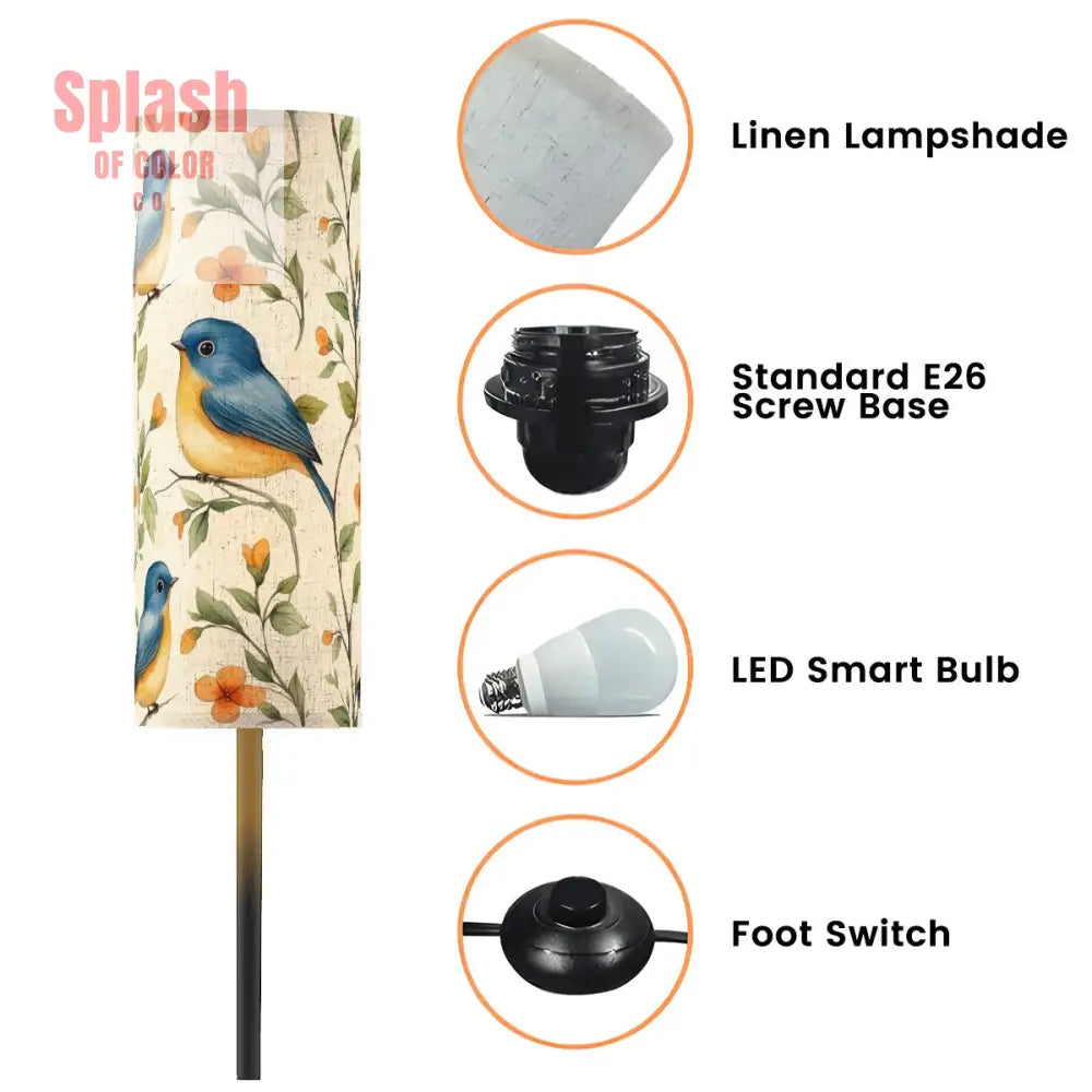 Floral Robins Asian Garden Zen Coxy Reading Nook Floor Lamp - One Size - Floor Lamps