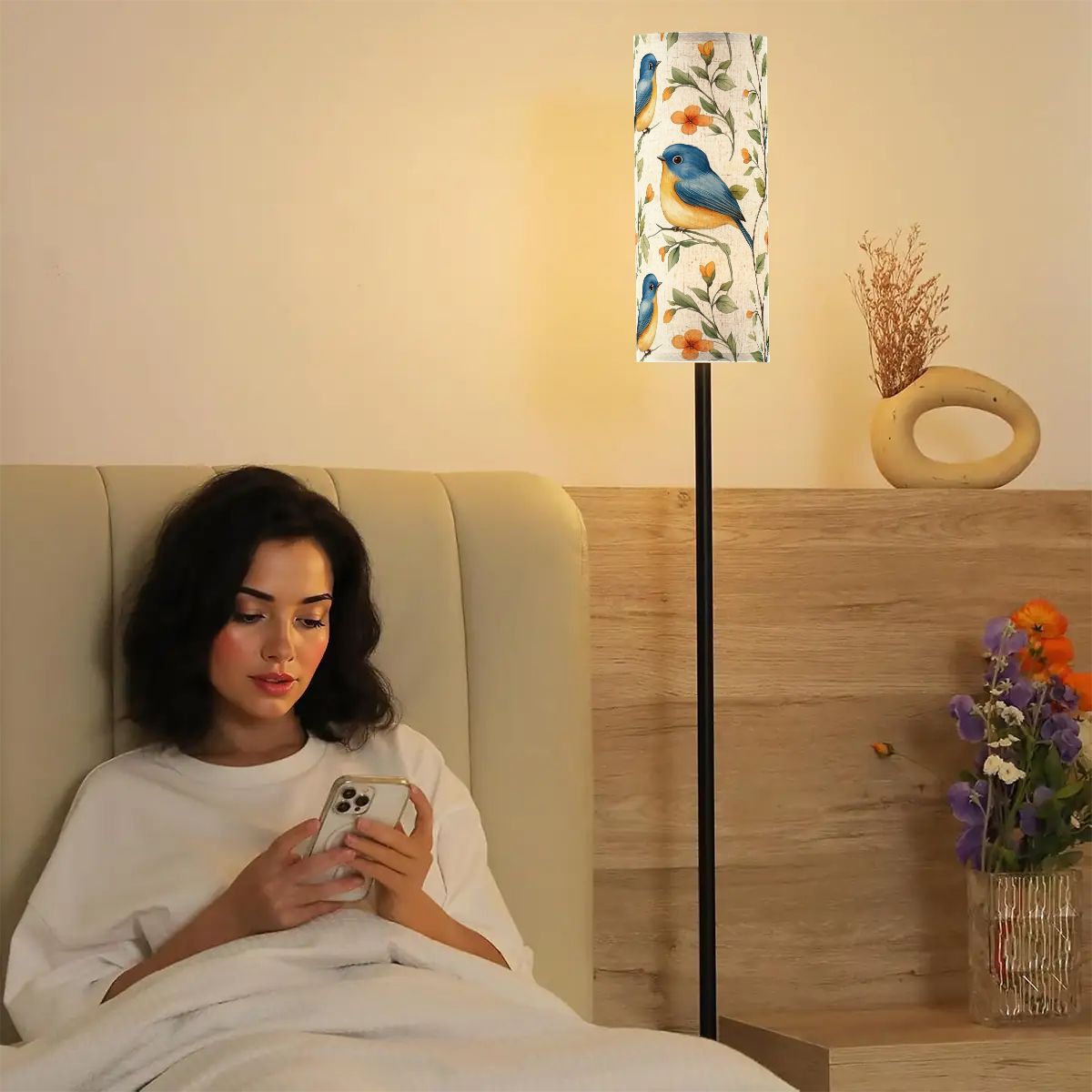 Floral Robins Asian Garden Zen Coxy Reading Nook Floor Lamp - One Size - Floor Lamps