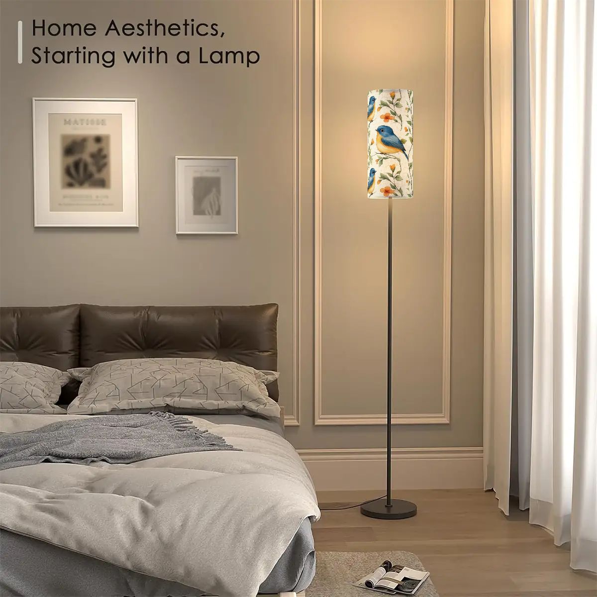 Floral Robins Asian Garden Zen Coxy Reading Nook Floor Lamp - One Size - Floor Lamps