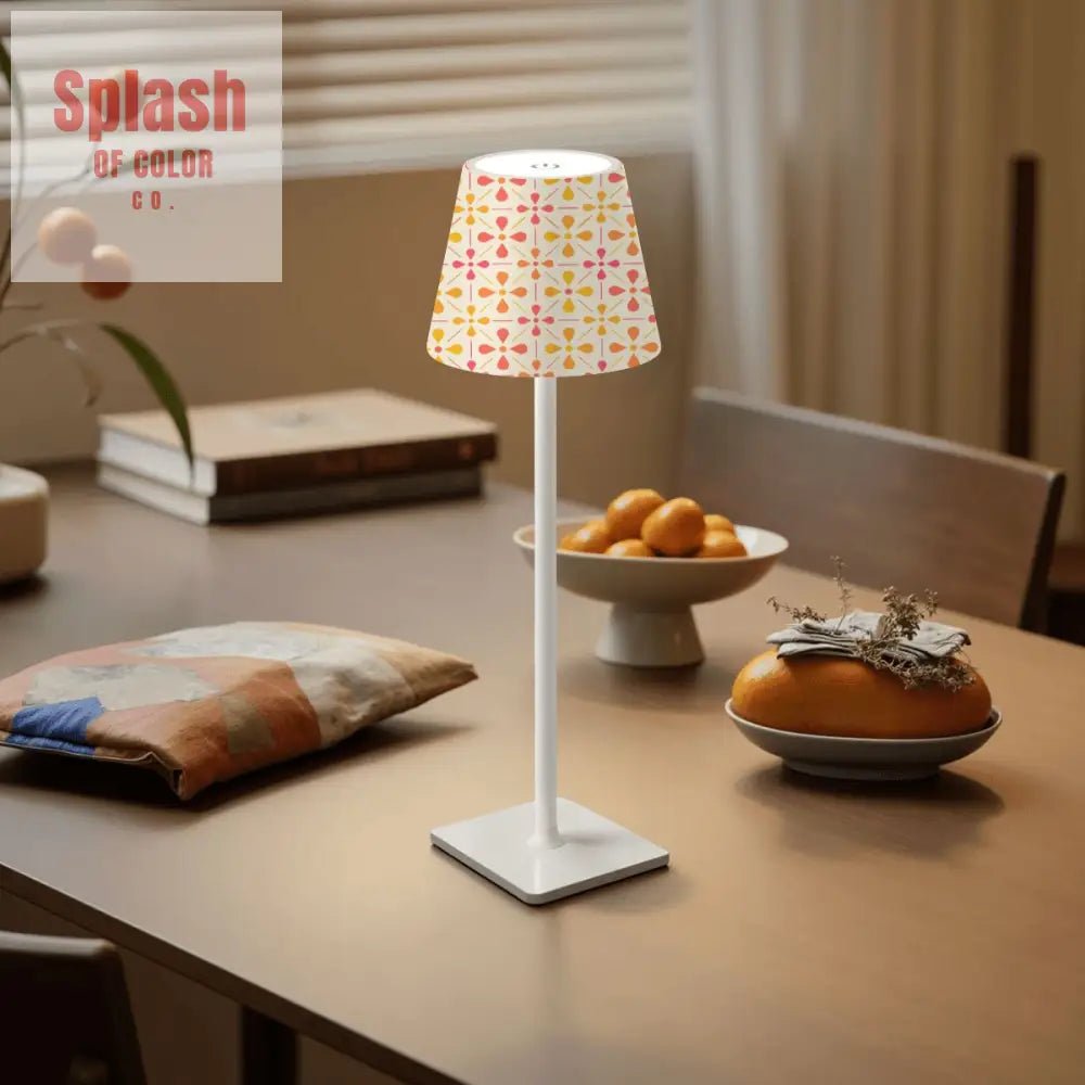 Floral Sorbet Coral Yellow, Mahjong LED Cordless Table Lamp - Splash of Color co.