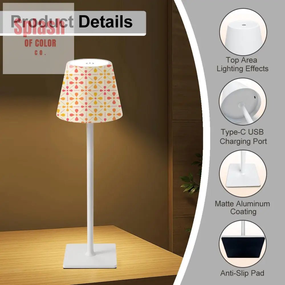 Floral Sorbet Coral Yellow, Mahjong LED Cordless Table Lamp - Splash of Color co.