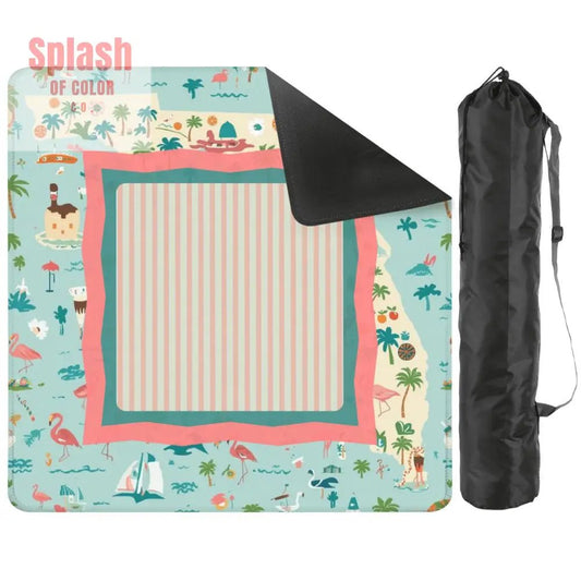 Florida Sunshine State Whimsical Mahjong Game Mat - 2mm (Black Bag) - Daily Accessories