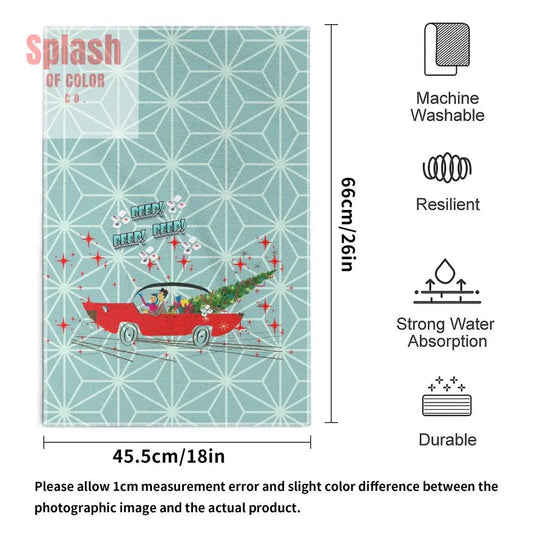 Funny Christmas Mahjong Beep Beep Vintage Nostalic Couple Christmas Kitchen Bath Hand Towels - Splash of Color co.
