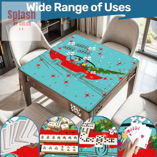 Funny Christmas Mahjong Mat Beep Beep Beep Nostalgic Christmas Mahj Play Mat - 31.5’’x31.5’’ - Daily Accessories