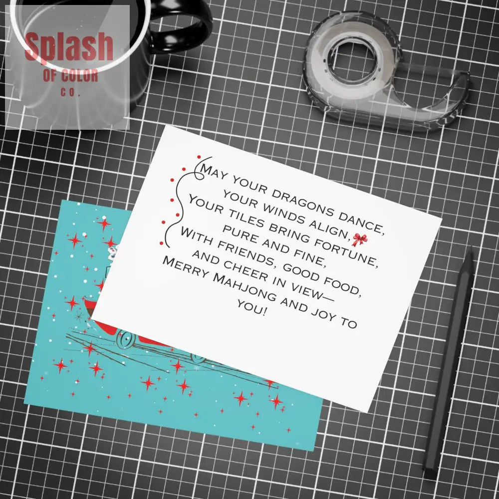 Funny Mahgong Holiday Postcard Bundles for Holidays Seasonal Greetings Note Cards for Friends Mahjong Celebration Cards