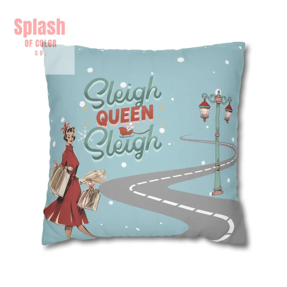 Funny Mahjong Christams Festive Pillowcase Sleigh Queen Mahj Christmas Accent 18’’ × 18’’ Home Decor